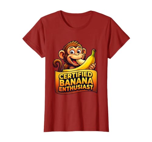 Mademark Certified Banana Enthusiast Funny Monkey Design T-Shirt - Women - size chart