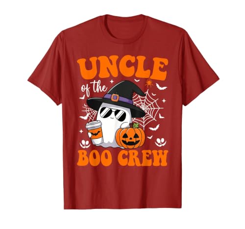Halloween Family Matching Costume Boo Ghost Tee. Uncle Boo Crew Groovy Ghost Matching Family Halloween T-Shirt - size chart