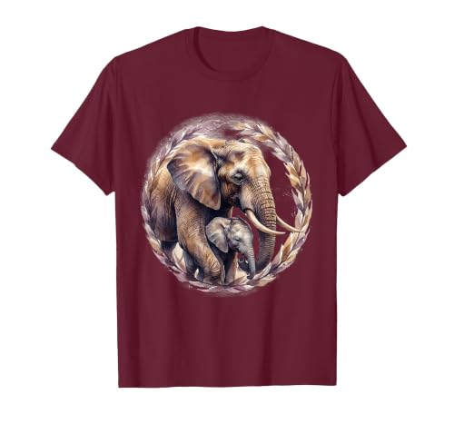 Mademark Elephant Love Gentle Trunk Embrace Wildlife Art T-Shirt - Men - size chart