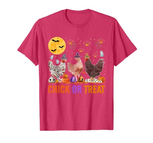 Autumn Pumpkin Chicken Halloween Chicken Farm Fall Halloween Chicken Pumpkin Chick Or Treat Spooky T-Shirt - size chart