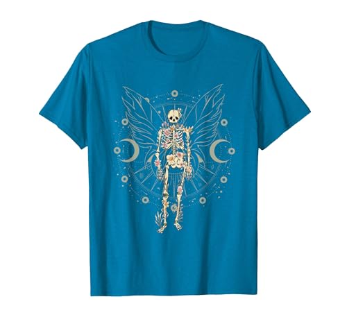 Y2K Grudge Core Mystical Celestial Halloween NS Fairy Grunge Fairycore Aesthetic Butterfly Skeleton Gothic T-Shirt - size