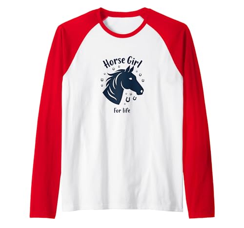 Mademark Horse Girl For Life Equestrian Passion Horseshoe Luck Raglan Baseball Tee - size chart