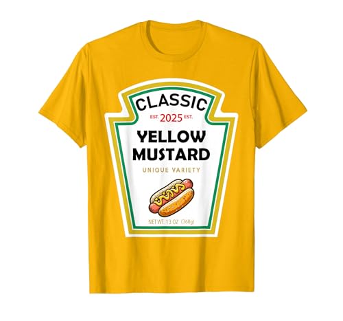 Halloween 2025 Condiments Couples Costume Sauce Yellow Mustard DIY Halloween Costume Matching Groupe Mustard T-Shirt - size