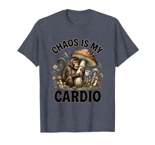 Mademark Chaos Is My Cardio Funny Monkey Design T-Shirt - Men - size chart
