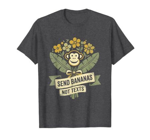 Mademark Send Bananas Not Texts Funny Monkey Design T-Shirt - size chart