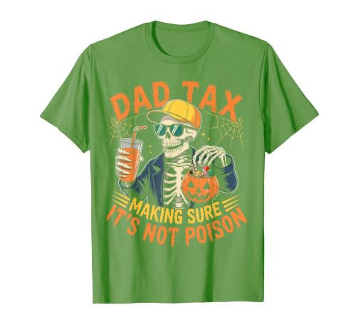 Dad Tax Halloween Pumpkin Candy Art Dad Tax Halloween Pumpkin Candy Funny Skull Men Dad Joke T-Shirt - size chart
