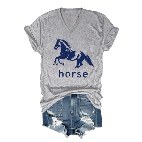 Pukcoun Horse Shirt Horse Lover V-Neck Shirt Retro Graphics T-Shirt Unisex - size chart