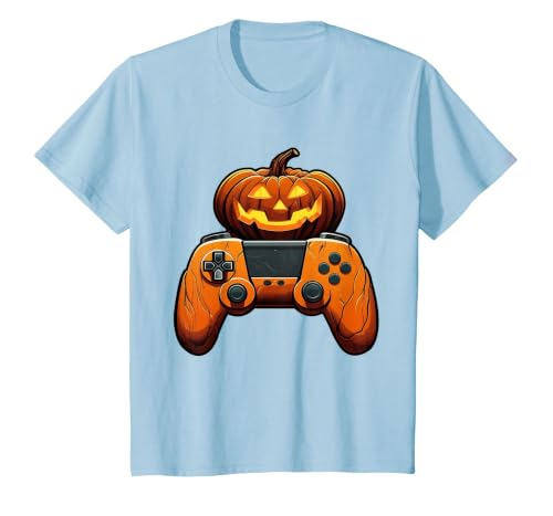 Spooky Halloween Gamers 2023 Halloween Skeleton Zombie Gaming Controllers Mummy Boys Kids T-Shirt - size chart
