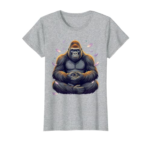Mademark Meditating Gorilla Zen Monkey Graphic Design T-Shirt - Women - size chart