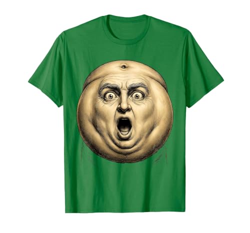 Mademark Belly Button Surprised Cartoon Face Funny Graphic T-Shirt - Men - size chart