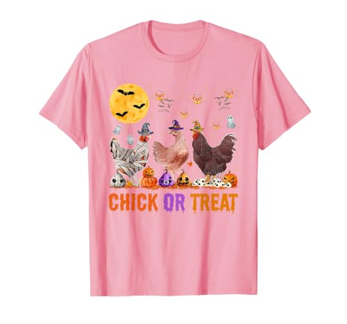 Autumn Pumpkin Chicken Halloween Chicken Farm Fall Halloween Chicken Pumpkin Chick Or Treat Spooky T-Shirt - size chart