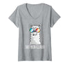 Llama Life Apparel Women's No Prob-Llama No Problem Cute Funny Cool Llama Alpaca V-Neck T-Shirt - size chart