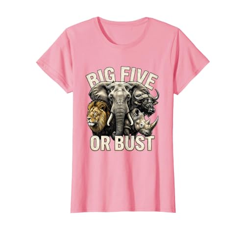 Mademark Big Five or Bust Safari Wildlife Design T-Shirt - Women - size chart
