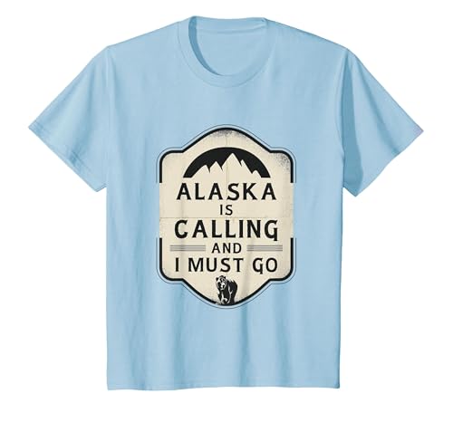 Alaska is Calling and I Must Go Mountains Bear T-Shirt - size chart