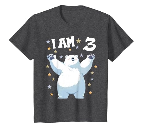 3 years old 3rd birthday Polar Bear Kids 3 Years Old 3 Birthday Polar Bears Boy Girl Polar Bear T-Shirt - size chart