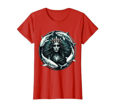 Deep Sea Queen Crowned by Circling Sharks T-Shirt