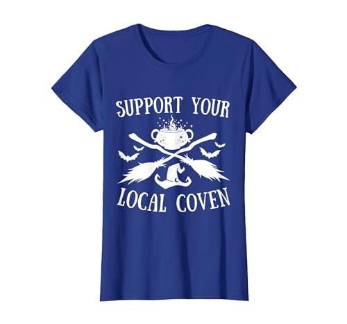 Support Your Local Coven Halloween tee Support Your Local Coven Halloween Coven Witch T-Shirt - size chart