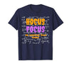Funny Teacher Halloween Shirt. Math Teacher. Hocus Focus T-Shirt - size chart