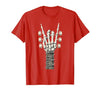 Rock and Wear Gifts Men Women Kids Skeleton Guitar Hand Rock On Guitarist Rock Band Music T-Shirt - size chart