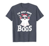 Addictive Designs Halloween Merch Funny Halloween, Just Here for the Boos, Ghost Drinking Wine T-Shirt - size chart