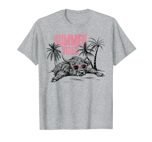 Summer vibes Highland cow t -shir t Summer Vibes Highland Cow T-Shirt - size chart