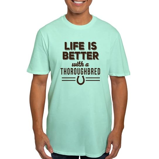 CafePress Thoroughbred Horse Men's Classic T Shirt Men's Semi-Fitted Classic Cotton T-Shirt - Teal Ice