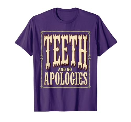 Mademark Shark Teeth and No Apologies Bold Design T-Shirt - size chart