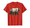 Bear Designs. Bear Forest Mountains Trees Nature Sunset Outdoor Graphic T-Shirt - size chart