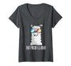 Llama Life Apparel Women's No Prob-Llama No Problem Cute Funny Cool Llama Alpaca V-Neck T-Shirt - size chart