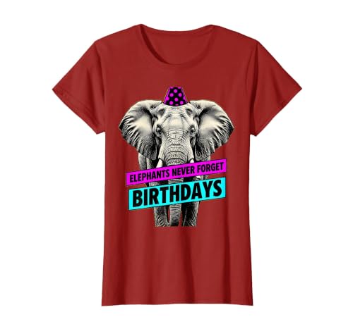 Mademark Elephants Never Forget Birthdays Funny Design T-Shirt - Women - size chart