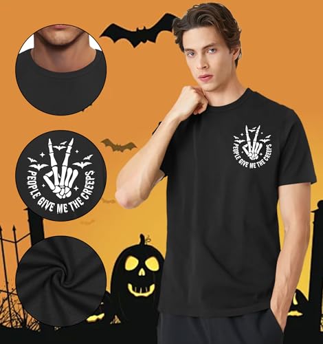 Ithalt Mens Halloween Shirt Halloweentown T Shirt Pumpkin Short Sleeve Top - size chart