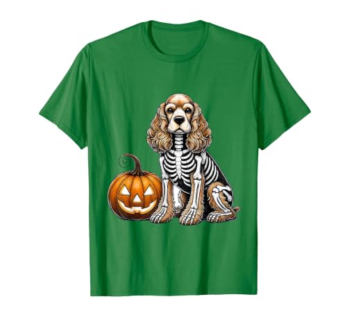 Spooky Cocker Spaniel Skeleton Costumes Halloween Cocker Spaniel Skeleton Jack O Lantern Funny Dog Halloween T-Shirt - size