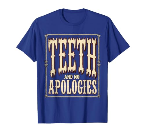 Mademark Shark Teeth and No Apologies Bold Design T-Shirt - size chart