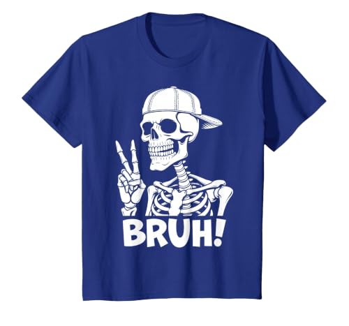 Skeleton Peace Sign Shirts For Men Women & Kids Bruh Skeleton Hand Peace Sign Halloween Skeleton Hand Sign T-Shirt - size