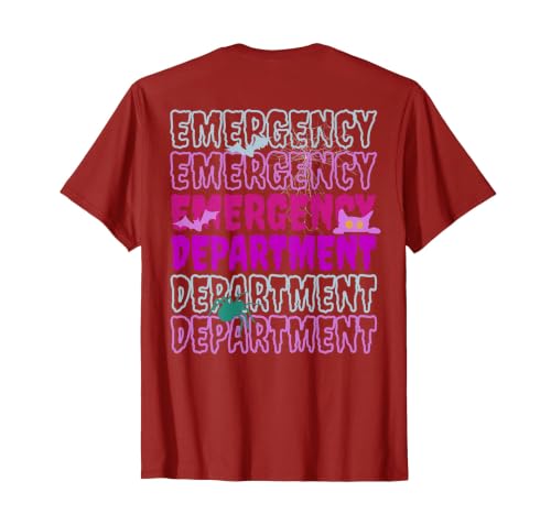 ER Nurse Halloween Pumpkin Emergency Department Spooky Emergency Department Ghost ER Nurse Halloween T-Shirt - size chart