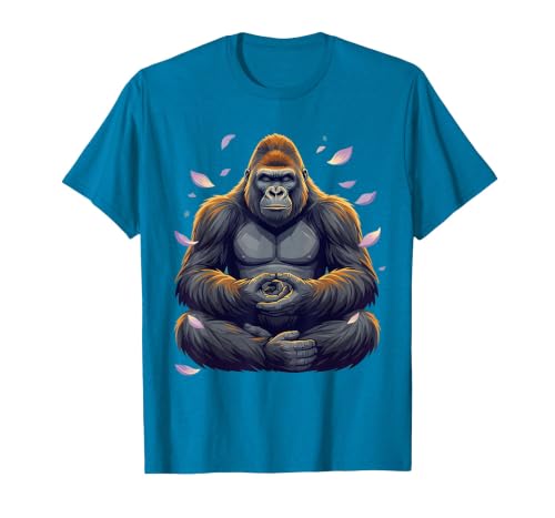 Mademark Meditating Gorilla Zen Monkey Graphic Design T-Shirt - Men - size chart