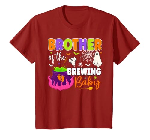 Halloween Baby Shower Brewing Baby Family Matching Brother of Brewing Baby Halloween Theme Baby Shower Spooky T-Shirt - size