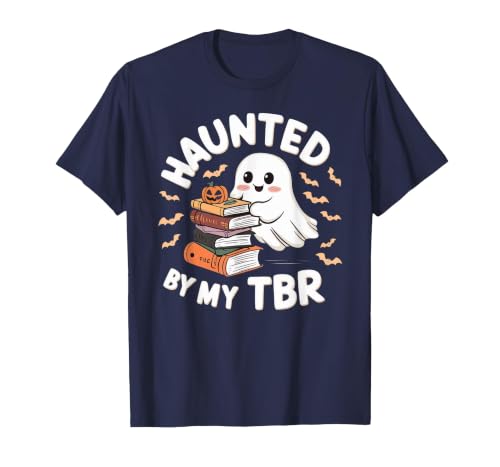 Halloween Student Books Lovers Haunted By My TBR Haunted By My TBR Cute Ghost Book Reading Teacher Halloween T-Shirt - size