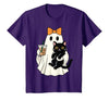 halloween iced coffee costume Cat Women Girls Cute Halloween Cat Ghost Drinking Coffee Ghost Women Girls T-Shirt - size chart