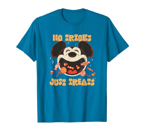 Disney Mickey Mouse Halloween Candy No Tricks Just Treats T-Shirt - size chart