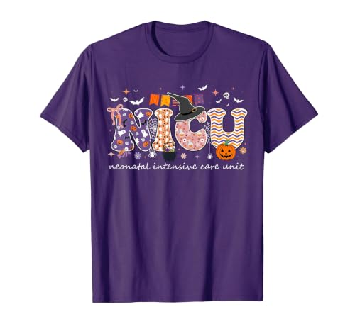 Halloween NICU Nurse Neonatal Intensive Care Neonatal Intensive Care Unit Coquette NICU Nurse Halloween T-Shirt - size chart