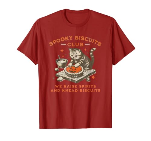 spooky biscuits club shirt Spooky Biscuits Club we Raise Spirits and Knead Biscuits T-Shirt - size chart