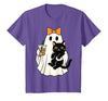 halloween iced coffee costume Cat Women Girls Cute Halloween Cat Ghost Drinking Coffee Ghost Women Girls T-Shirt - size chart