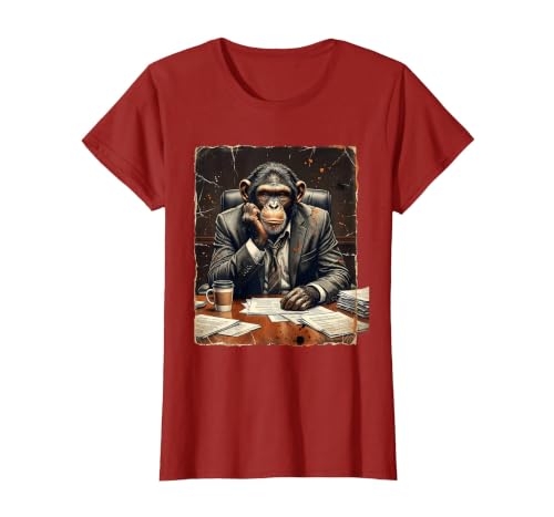 Mademark Monkey in a Suit Stuck in a Meeting Funny Gift T-Shirt - Women - size chart