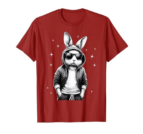 Bunny Face with Sunglasses Rabbit for Boys Men Kids T-Shirt — design detail