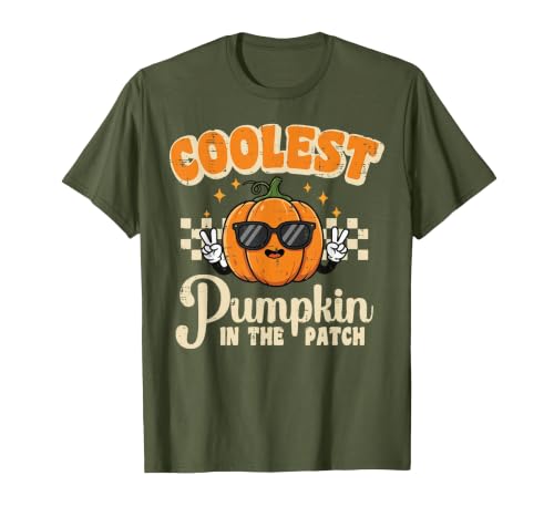 Halloween Shirts For Women Men Kids Boys Girls Halloween Coolest Pumpkin in Patch Costume Boys Kids Youth T-Shirt - size