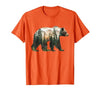 Bear Designs. Bear Forest Mountains Trees Nature Sunset Outdoor Graphic T-Shirt - size chart
