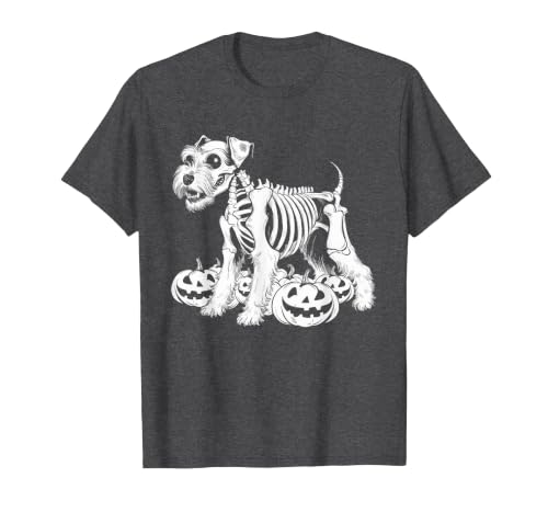 Miniature Schnauzer Lovers Halloween Dog Costume Miniature Schnauzer Skeleton Birthday Halloween Mens Womens T-Shirt - size
