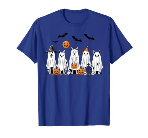 Spooky Dog Lovers Haunted Halloween Designs Halloween Ghost Dogs Pumpkin Candy Party Costume T-Shirt - size chart