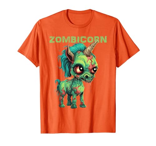 Unique All Hallows Eve Animal Meme Merch Stuff Funny Zombie Unicorn Halloween Tshirt Zombicorn Creature T-Shirt - size chart